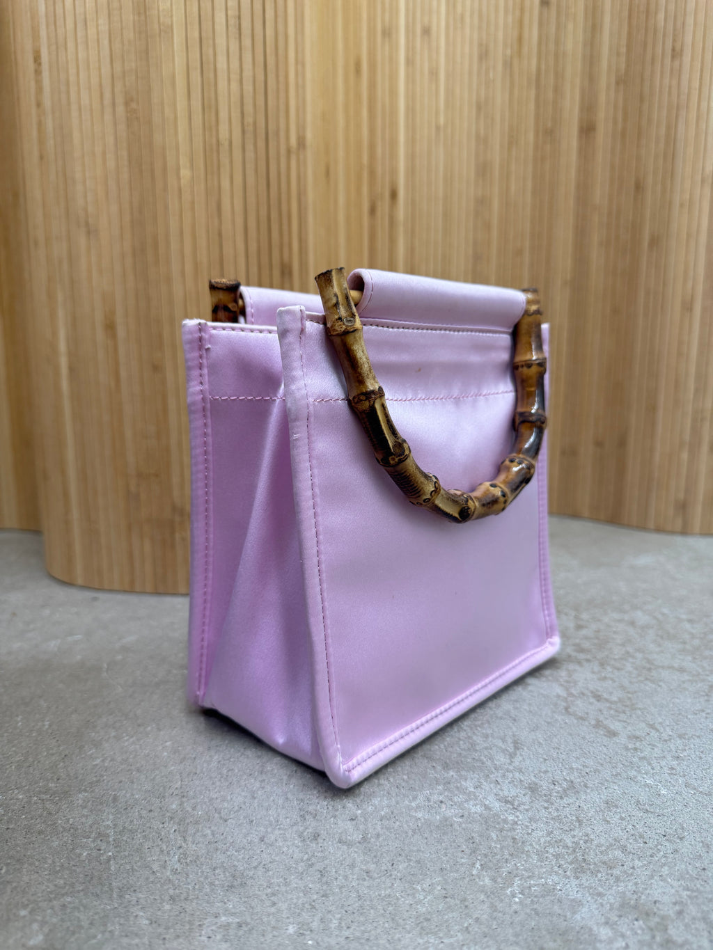 Hai Satin Handbag with Wood Handles