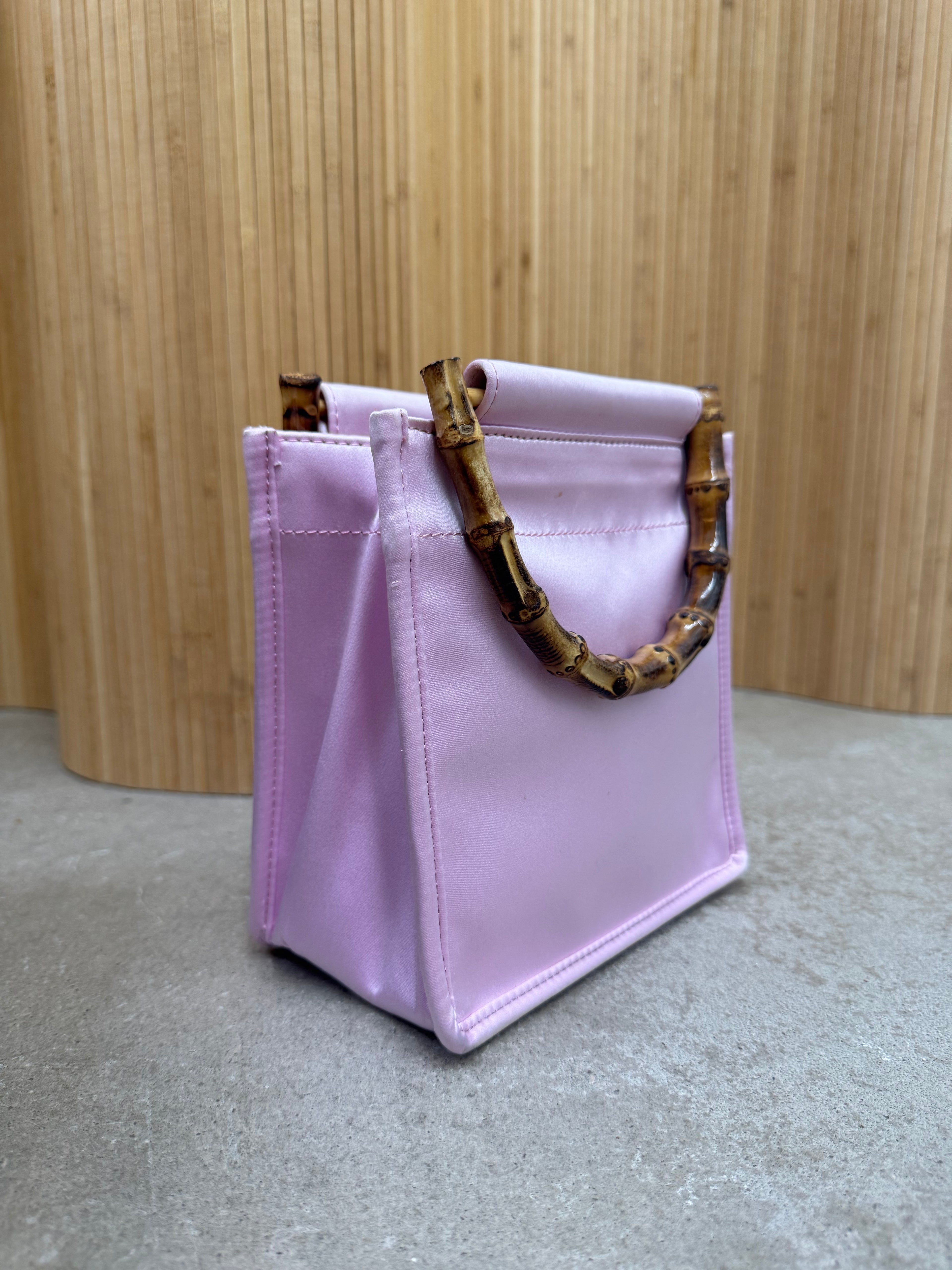 Hai Satin Handbag with Wood Handles