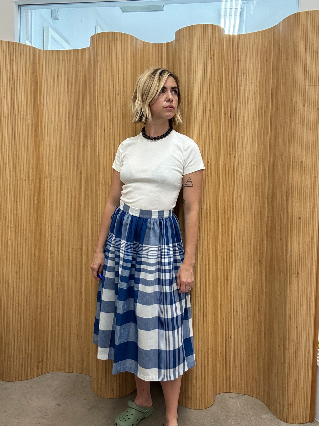 Vintage Midi Skirt with Back Button Detail