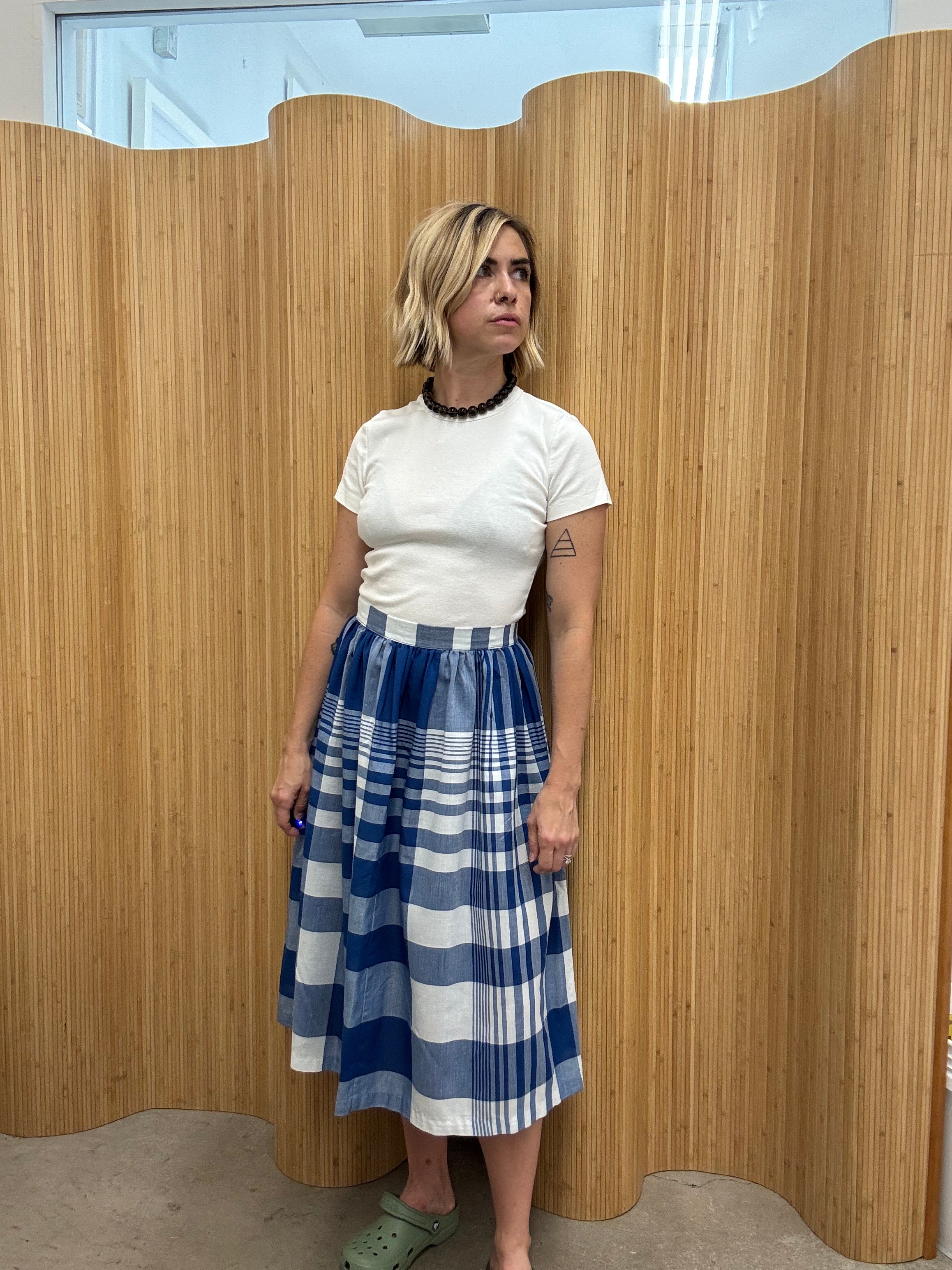 Vintage Midi Skirt with Back Button Detail