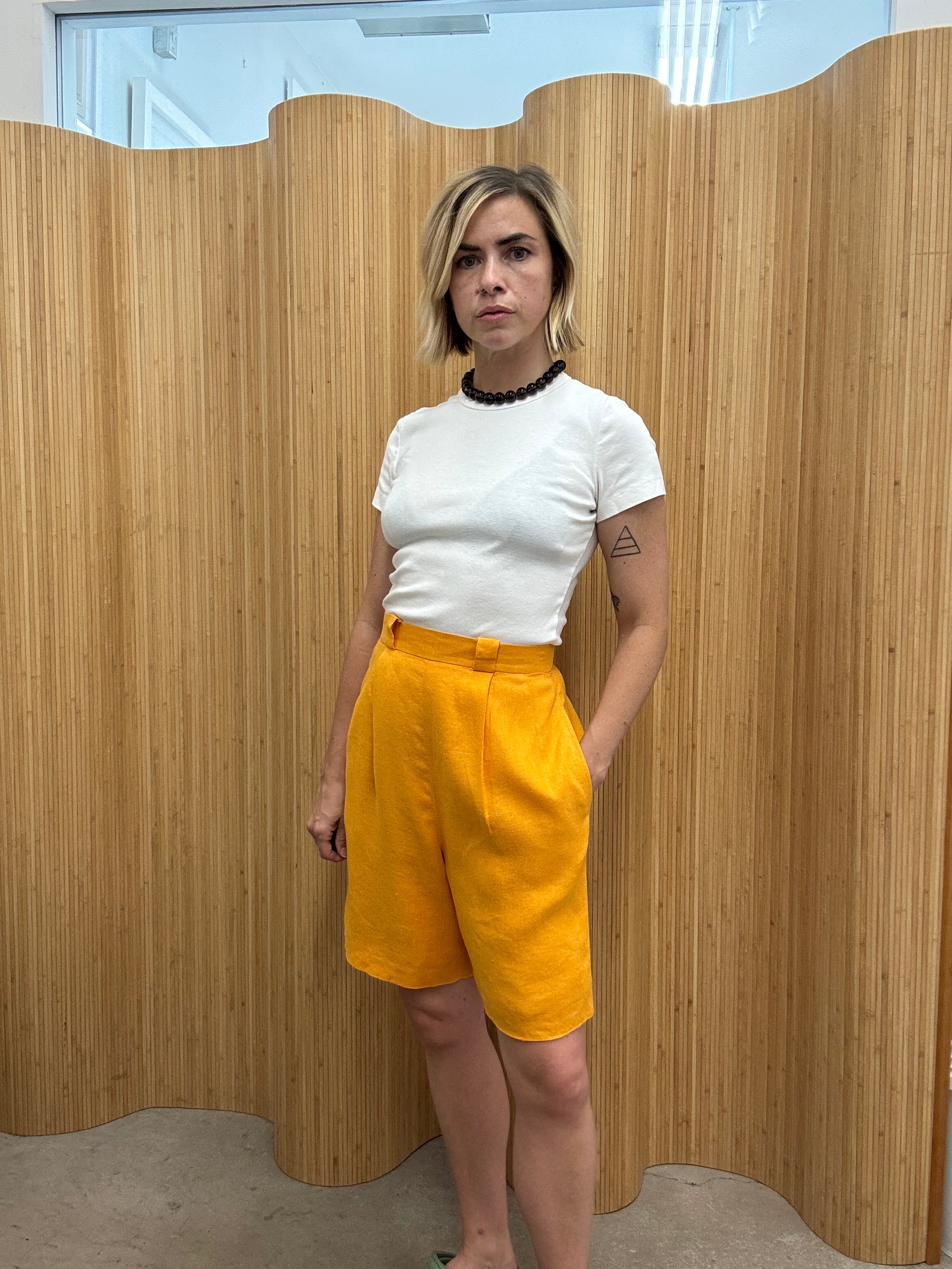 Vintage Anne Klein Pleated Linen Trouser Shorts